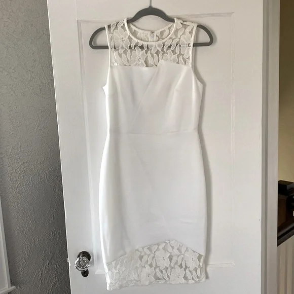 Calvin Klein white lace neoprene dress Calvin Klein white lace neoprene dress